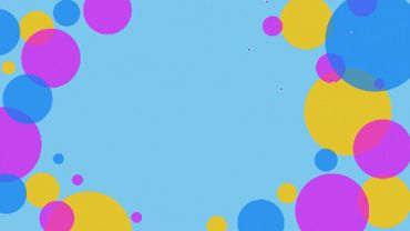 Intro animation with multicolor circles and ribbons
