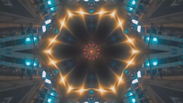 Kaleidoscope shot of night city lights