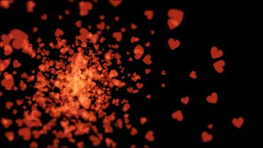 Eruption of red hearts