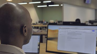 Office person working on a computer