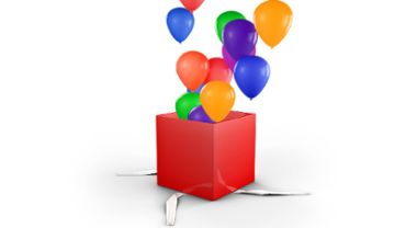Gift Box Opens and balloons fly