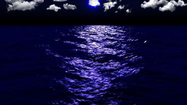 Dark Sea Moonlight Clouds