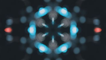 Kaleidoscope shot of blue lights in motion