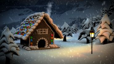 Gingerbread house winter forest