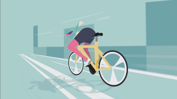 Animation of a cyclist moving fast