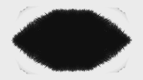 Expanding black ink forming oval