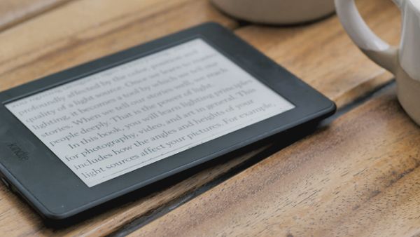 Ebook reader on a table