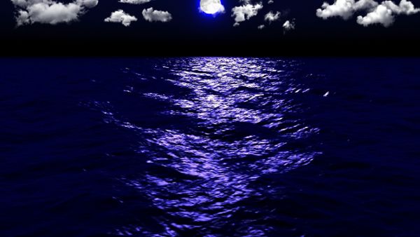 Dark Sea Moonlight Clouds