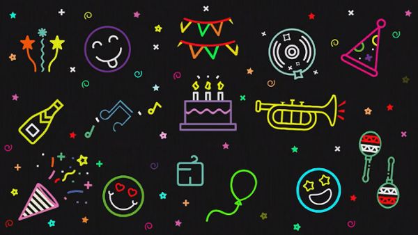 Animation of party emojis in motion
