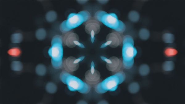 Kaleidoscope shot of blue lights in motion