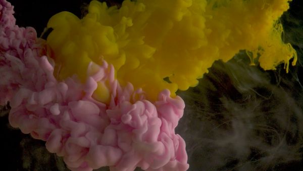 Pink and yellow ink underwater