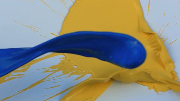 Blue and Yellow Splashes on the Floor